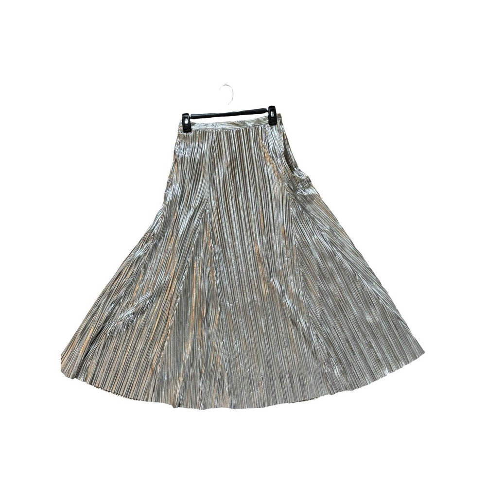 NWT By Anthropologie Metallic Silver Skirt Size 0